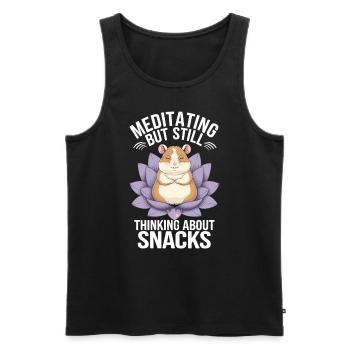 Yoga pour hamster : méditez mais pensez aux collations - Débardeur bio Premium Homme - noir - Devant - Michal (187cm)