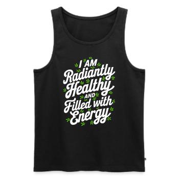 Manifest Abundance Quote Healthy And Full - Men's Premium Organic Tank Top - black - Front - AI Model Male 178 light (178cm)