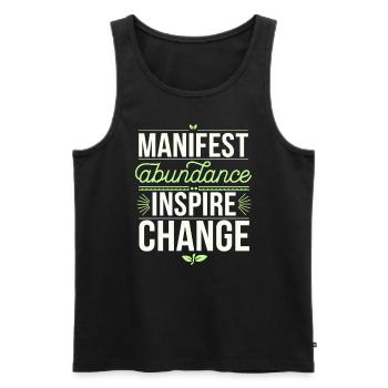 Manifest Abundance Inspire Change Quote - Men's Premium Organic Tank Top - black - Front - AI Model Male 178 light (178cm)