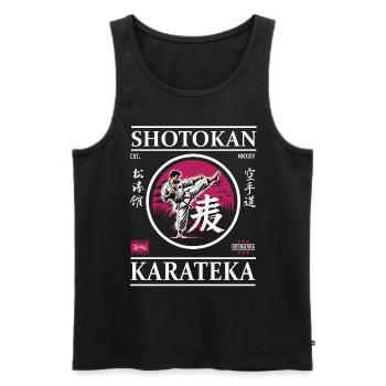 Shotokan Karateka – La force du calme - Débardeur bio Premium Homme - noir - Devant - AI Model Male 178 light (178cm)