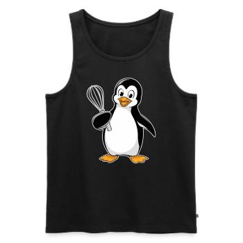 Cheerful penguin with whisk for - Men's Premium Organic Tank Top - black - Front - AI Model Male 178 light (178cm)