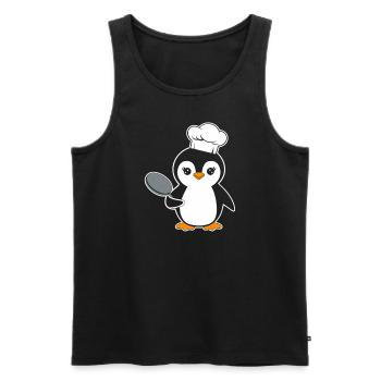 Chef pingouin avec motif de dessin animé drôle de casserole - Débardeur bio Premium Homme - noir - Devant - AI Model Male 178 light (178cm)