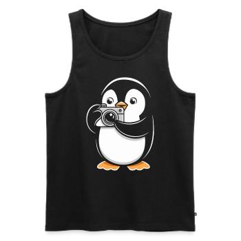 Pingouin avec appareil photo Photographe Hobby Photographie - Débardeur bio Premium Homme - noir - Devant - Michal (187cm)