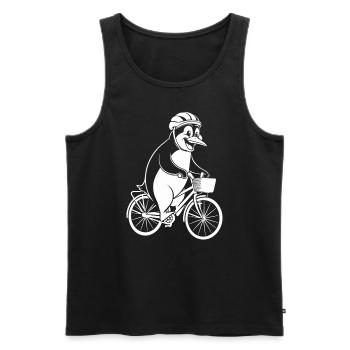 Happy Penguin on Bicycle Adventure - Men's Premium Organic Tank Top - black - Front - AI Model Male 178 light (178cm)