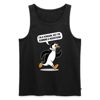 Motif pingouin marathonien - Débardeur bio Premium Homme - noir - Devant - AI Model Male 178 light (178cm)