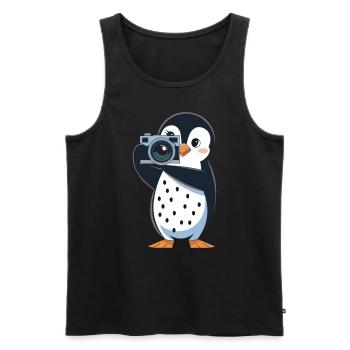 Penguin Photographer With Camera For Photo Lovers - Men's Premium Organic Tank Top - black - Front - Michal (187cm)