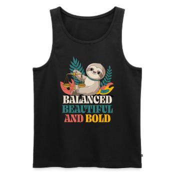 Libra Zodiac Sign Sloth: Balanced, Beautiful - Men's Premium Organic Tank Top - black - Front - Michal (187cm)