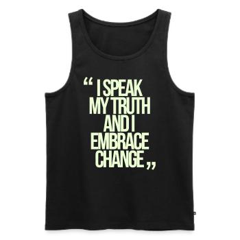Gemini Quote: I speak my truth and - Men's Premium Organic Tank Top - black - Front - AI Model Male 178 light (178cm)