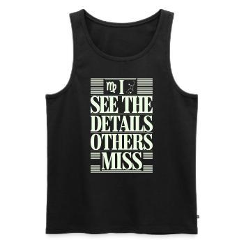 Signe du zodiaque Vierge Je vois les détails - Débardeur bio Premium Homme - noir - Devant - Michal (187cm)