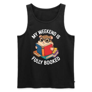 My weekend is fully booked - Men's Premium Organic Tank Top - black - Front - AI Model Male 178 light (178cm)
