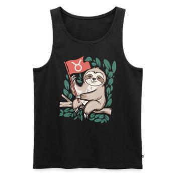 Cozy bull sloth with zodiac symbol - Men's Premium Organic Tank Top - black - Front - Michal (187cm)