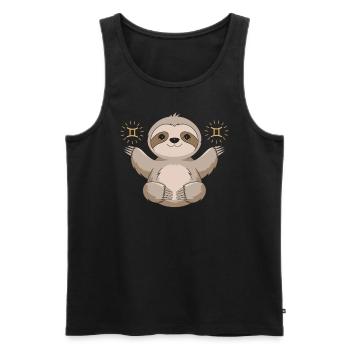 Gemini Faultier mit Sternzeichen-Magie - Männer Premium Bio Tank Top - Schwarz - Vorne - Michal (187cm)