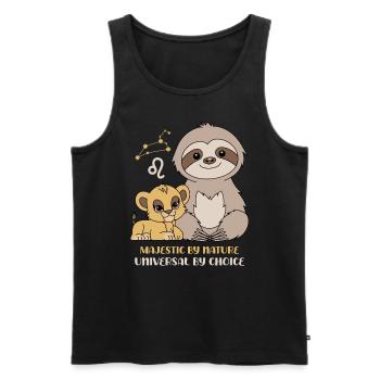 Leo Zodiac Sloth Majestic by Nature - Men's Premium Organic Tank Top - black - Front - Michal (187cm)