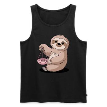 Libra Sternzeichen Faultier mit Waage - Männer Premium Bio Tank Top - Schwarz - Vorne - Michal (187cm)