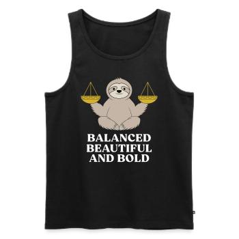 Libra Zodiac Sloth: balanced, beautiful and - Men's Premium Organic Tank Top - black - Front - AI Model Male 178 light (178cm)