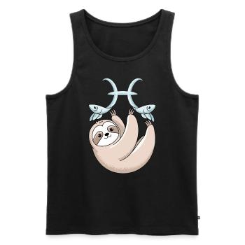 Pisces Zodiac Sign Sloth with Two Pisces - Men's Premium Organic Tank Top - black - Front - Michal (187cm)