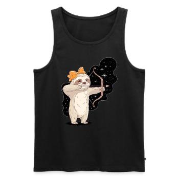 Sagittarius Zodiac Sloth with Bow and Arrow - Men's Premium Organic Tank Top - black - Front - Michal (187cm)
