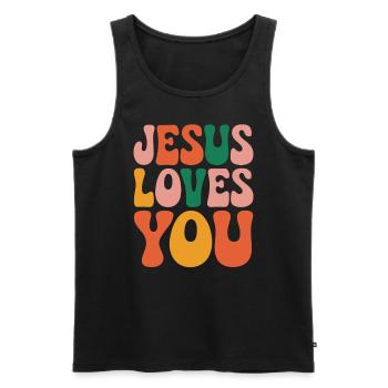 Jésus t’aime en disant chrétien - Débardeur bio Premium Homme - noir - Devant - AI Model Male 178 light (178cm)