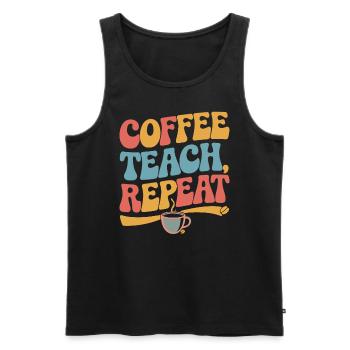 Coffee Teaching Repeating Teacher Motivation - Men's Premium Organic Tank Top - black - Front - AI Model Male 178 light (178cm)