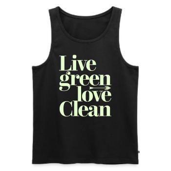 Live Green Love Clean Vegan Vegetarian - Men's Premium Organic Tank Top - black - Front - Michal (187cm)