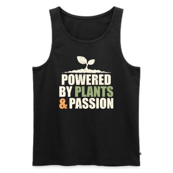 Angetrieben Von Pflanzen & Leidenschaft: Vegan - Männer Premium Bio Tank Top - Schwarz - Vorne - Michal (187cm)