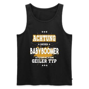 Attention this baby boomer just a guy - Men's Premium Organic Tank Top - black - Front - Michal (187cm)