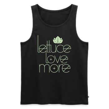 Veganer Vegetarier: Lettuce Love More - Männer Premium Bio Tank Top - Schwarz - Vorne - Michal (187cm)