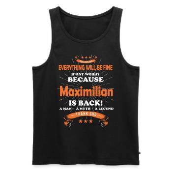 Everything will be fine Maximilian Is back - Men's Premium Organic Tank Top - black - Front - AI Model Male 178 light (178cm)