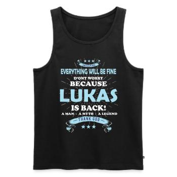 Tout ira bien Lukas est de retour - Débardeur bio Premium Homme - noir - Devant - AI Model Male 178 light (178cm)