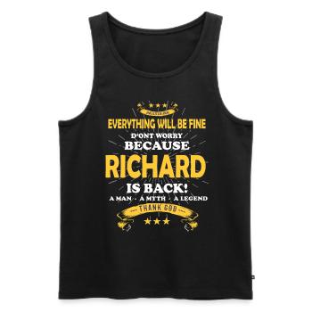 Tout ira bien Richard est de retour - Débardeur bio Premium Homme - noir - Devant - AI Model Male 178 light (178cm)