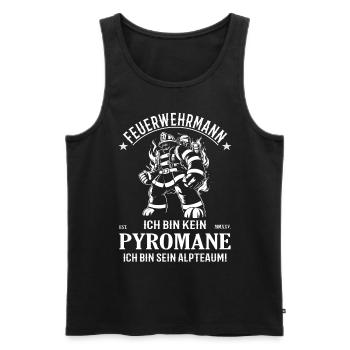 Feuerwehrmann, kein Pyromane sondern Held - Männer Premium Bio Tank Top - Schwarz - Vorne - Michal (187cm)