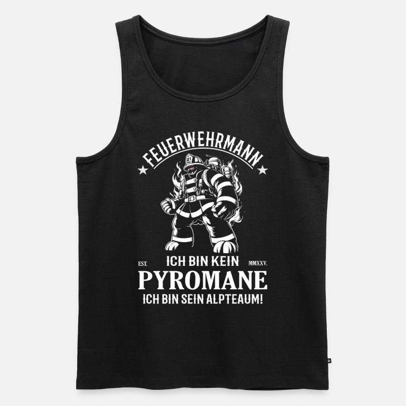 Feuerwehrmann, kein Pyromane sondern Held - Männer Premium Bio Tank Top - Schwarz
