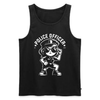Funny Policewoman – Cool Comic Motif for Strong - Men's Premium Organic Tank Top - black - Front - AI Model Male 178 light (178cm)