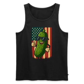 USA Patriotische Gurke Mit Sonnenbrille - Männer Premium Bio Tank Top - Schwarz - Vorne - Michal (187cm)