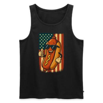 Saucisse patriotique des États-Unis avec des lunettes de soleil Hot Dog - Débardeur bio Premium Homme - noir - Devant - Michal (187cm)