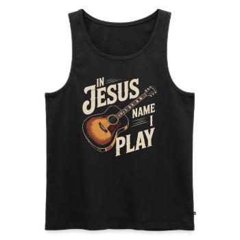 Im Namen Jesu Spiele Ich Gitarre - Männer Premium Bio Tank Top - Schwarz - Vorne - Michal (187cm)