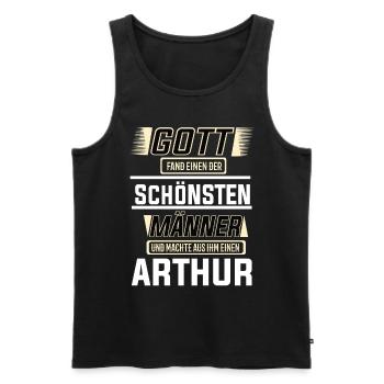 Arthur the Most Beautiful Man Shaped by God Design - Men's Premium Organic Tank Top - black - Front - AI Model Male 178 light (178cm)