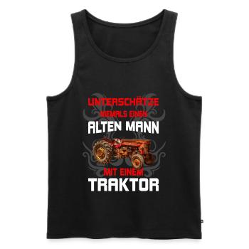 lustiges Herren Traktor alter Mann Bauer Landwirt - Männer Premium Bio Tank Top - Schwarz - Vorne - AI Model Male 178 light (178cm)