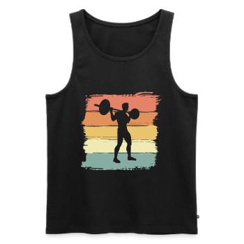 Musculation Fitness Poids Lifting Rétro Vintage - Débardeur bio Premium Homme - noir - Devant - AI Model Male 178 light (178cm)