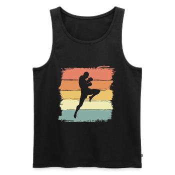 Muay Thai vintage retro Thai Boxen Legende - Männer Premium Bio Tank Top - Schwarz - Vorne - Michal (187cm)