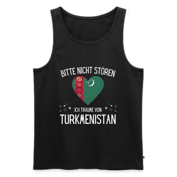 Bitte nicht stören ich träume von Turkmenistan - Männer Premium Bio Tank Top - Schwarz - Vorne - Michal (187cm)