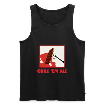 Grill 'em all - Grill barbecue party metal - Men's Premium Organic Tank Top - black - Front - AI Model Male 178 light (178cm)