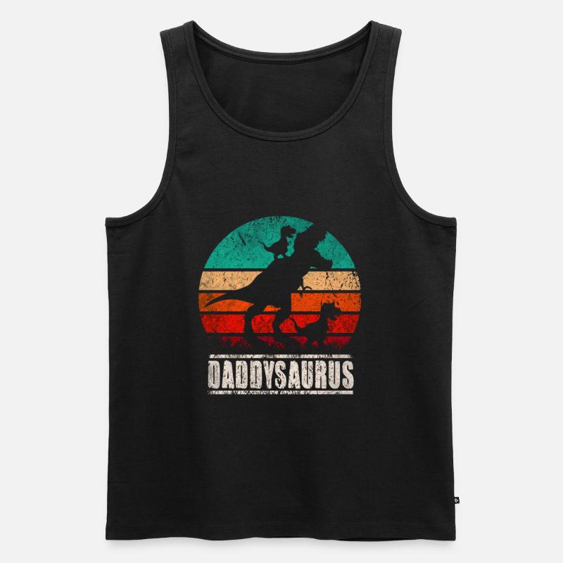 Daddysaurus - Männer Premium Bio Tank Top - Schwarz
