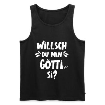 Willsch du min Götti si Patenonkel Schweiz Taufe - Männer Premium Bio Tank Top - Schwarz - Vorne - Michal (187cm)