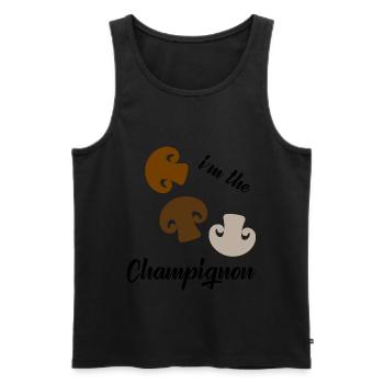Je suis le champignon - Débardeur bio Premium Homme - noir - Devant - Michal (187cm)