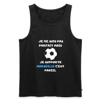 Je ne suis pas parfait mais je supporte Marseille - Débardeur bio Premium Homme - noir - Devant - AI Model Male 178 light (178cm)