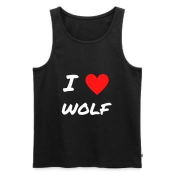 I LOVE WOLF - Débardeur bio Premium Homme - noir - Devant - AI Model Male 178 light (178cm)