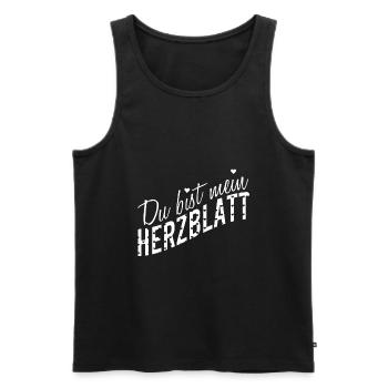 DU BIST MEIN HERZBLATT - Männer Premium Bio Tank Top - Schwarz - Vorne - Michal (187cm)