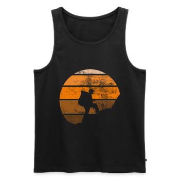 Retro - Wandern - - Männer Premium Bio Tank Top - Schwarz - Vorne - Michal (187cm)