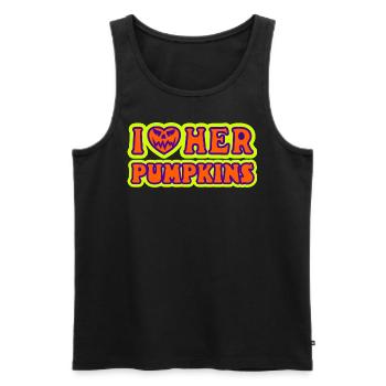 I Love Her Pumpkins Men's Halloween Costume - Men's Premium Organic Tank Top - black - Front - Michal (187cm)